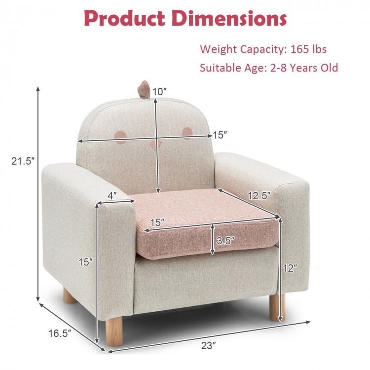 Kids Sofa with Armrest and Thick Cushion-PinkCostway Gallery View 4 of 12