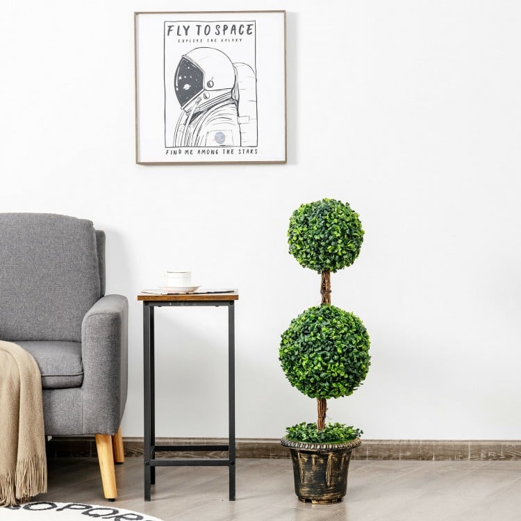 Artificial double ball tree, 36 inches tall, with UV protection, perfect for indoor or outdoor decoration.