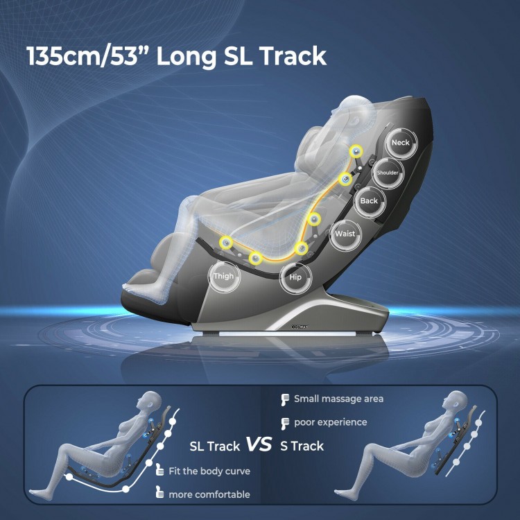 Full Body Zero Gravity Massage Chair with SL Track Voice Control Heat-BlackCostway Gallery View 7 of 12