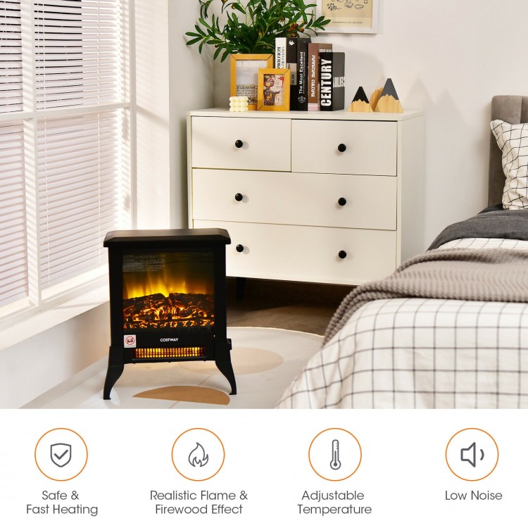 Compact portable space heater with realistic flame effect, adjustable temperature, and safe, low-noise operation for.