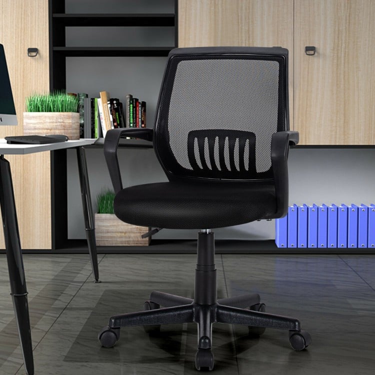 Mid-back mesh executive chair with lumbar support, adjustable height, and ergonomic design for office or home use.