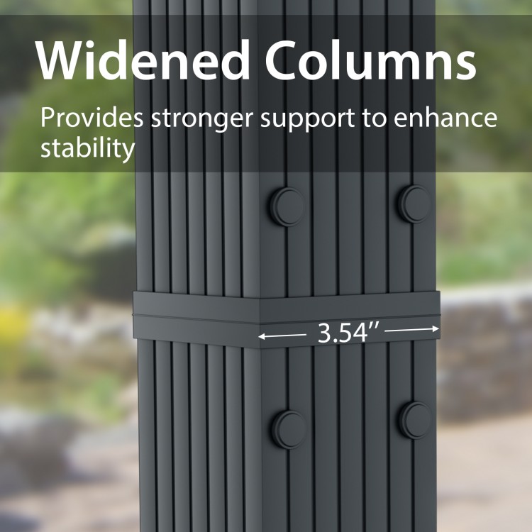 Widened columns of the 10 x 13 feet outdoor aluminum pergola provide stronger support for enhanced stability.