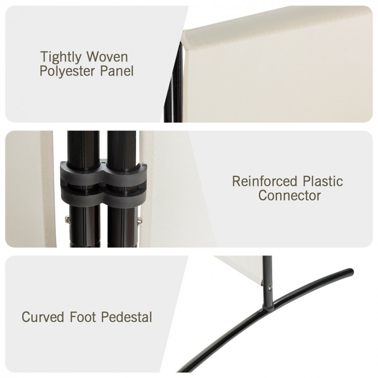 3-panel room divider with tightly woven polyester fabric and reinforced plastic connector for flexible privacy in.