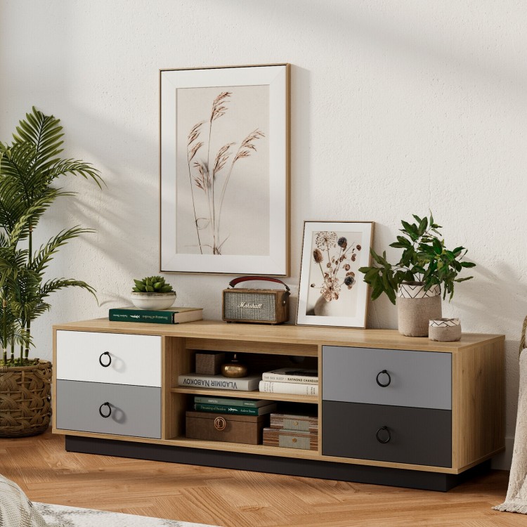 Modern 55-inch TV stand with two storage cabinets, featuring engineered wood and a stylish design for organized living.