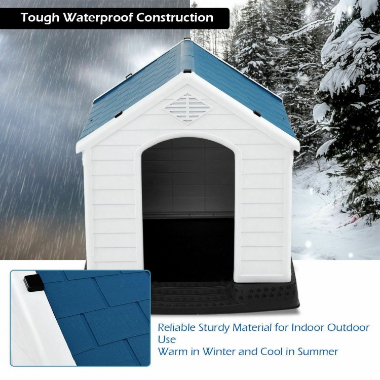 Plastic waterproof ventilated pet puppy house with tough PP material, ideal for indoor and outdoor use.
