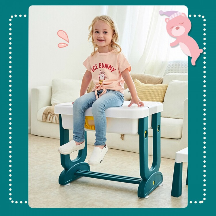 Kids activity table set featuring a double-sided board for learning and creativity, perfect for children over 3 years.