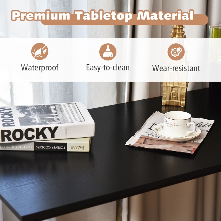 L-shaped black computer desk with large surface, file shelf, and adjustable foot pads for stability in modern.