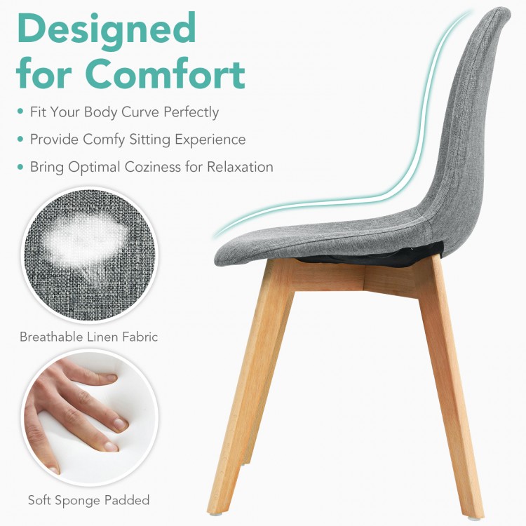 Modern dining chair with ergonomic backrest, soft sponge padding, and solid wood legs for comfort and stability.