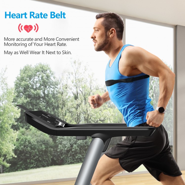 Heart rate belt for accurate monitoring, designed for use with the Italian folding treadmill for home workouts.