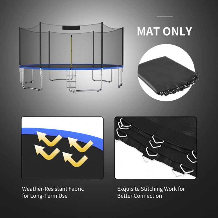 High-elastic PP replacement jumping mat for 8 ft trampolines, featuring weather-resistant fabric and 8-row stitching.