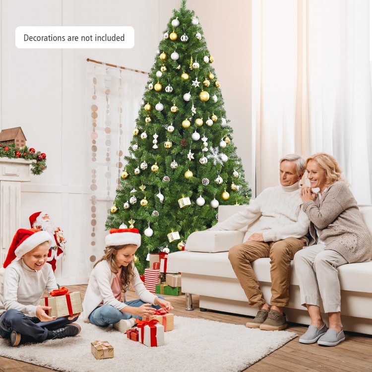 Premium 9 ft artificial Christmas tree with metal stand, featuring 1346 tips for a realistic look, perfect for indoor.
