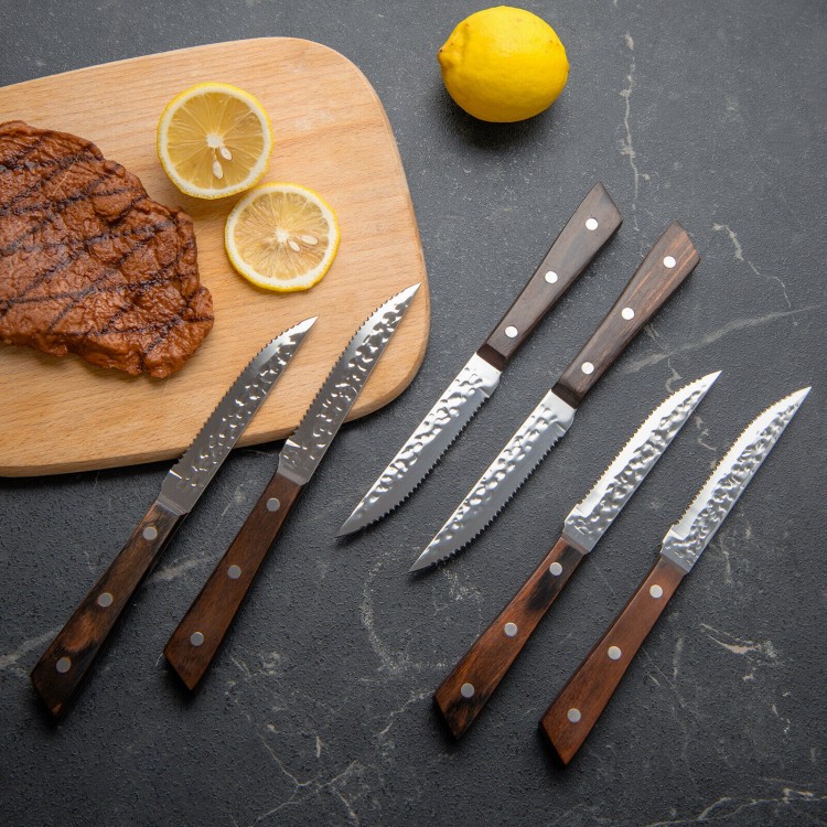 15-piece stainless steel knife set with ergonomic hardwood handles, including chef knife, sharpener, and kitchen shears.