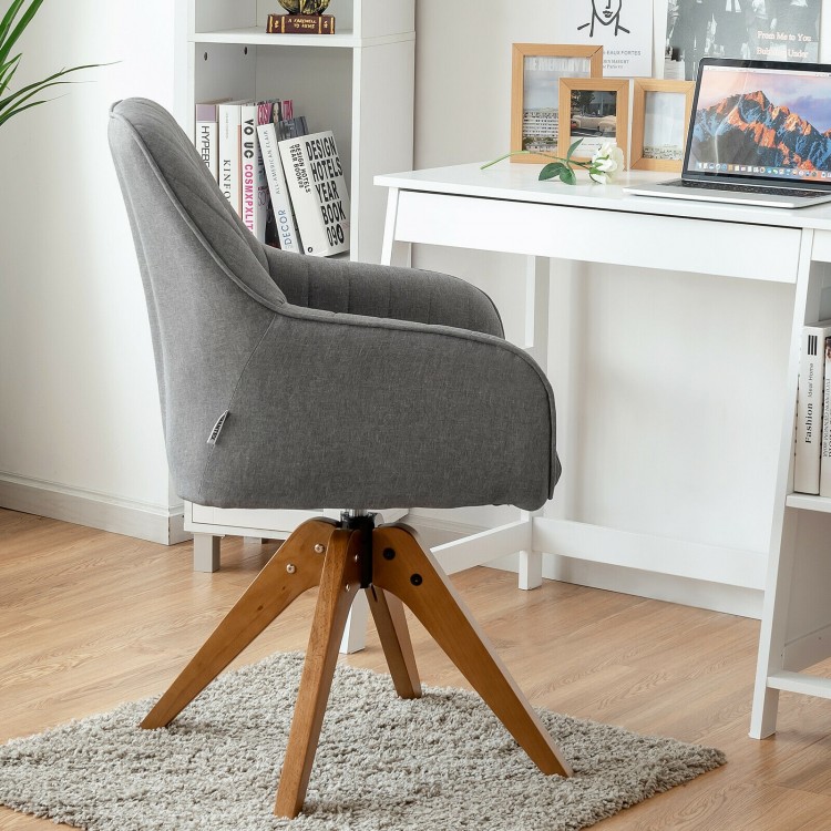 Swivel accent chair with breathable linen upholstery and beech wood legs, ideal for study or relaxation in any space.