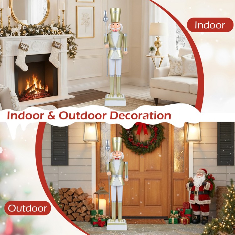4 FT Christmas Nutcracker with high hat and scepter, perfect for indoor and outdoor holiday decoration.