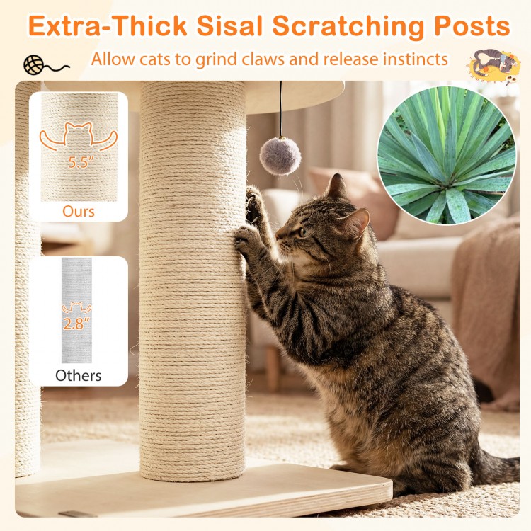 Cat scratching post with extra-thick sisal rope, designed for natural claw grinding and enhancing feline happiness.