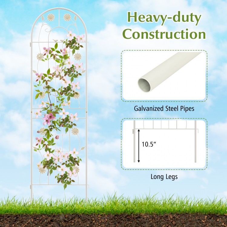 Metal garden trellis for climbing plants, 71 x 20 inches, made of rustproof galvanized steel, ideal for outdoor support.