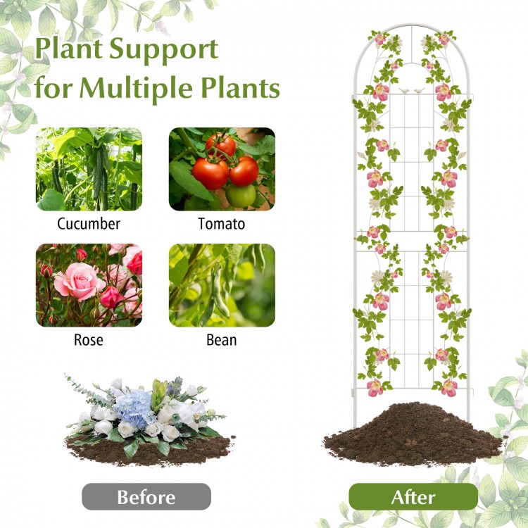 Metal garden trellis for climbing plants, 71 x 20 inches, featuring a charming floral design, ideal for cucumbers and.