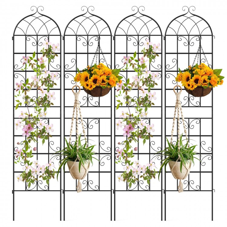 Metal garden trellis set featuring elegant vine design, perfect for supporting climbing plants in outdoor spaces.