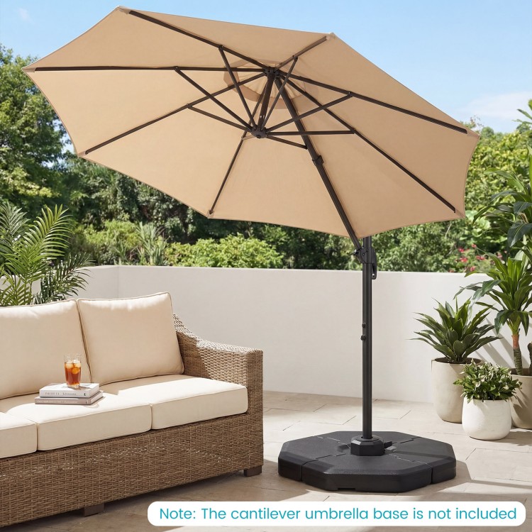 Patio cantilever umbrella weight base set with four durable PE plates, designed for stability and easy movement.
