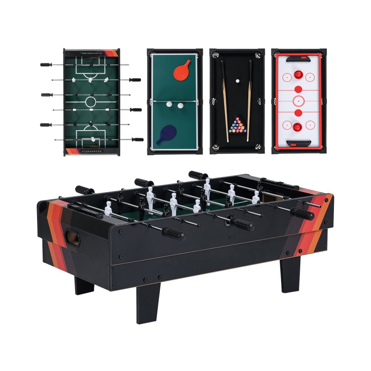 4 in 1 Combo Game Table Set featuring foosball, billiards, table tennis, and hockey for versatile family fun.
