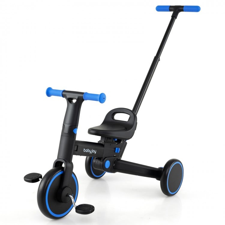 Foldable toddler tricycle with push handle, adjustable seat, and EVA foam wheels for a smooth ride. Ideal for growing.