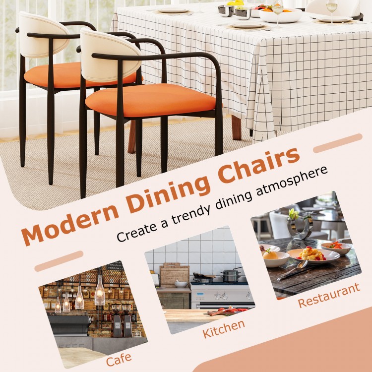 Modern dining chairs set of 2 with padded seat and curved back, perfect for cafes and kitchens, offering comfort and.