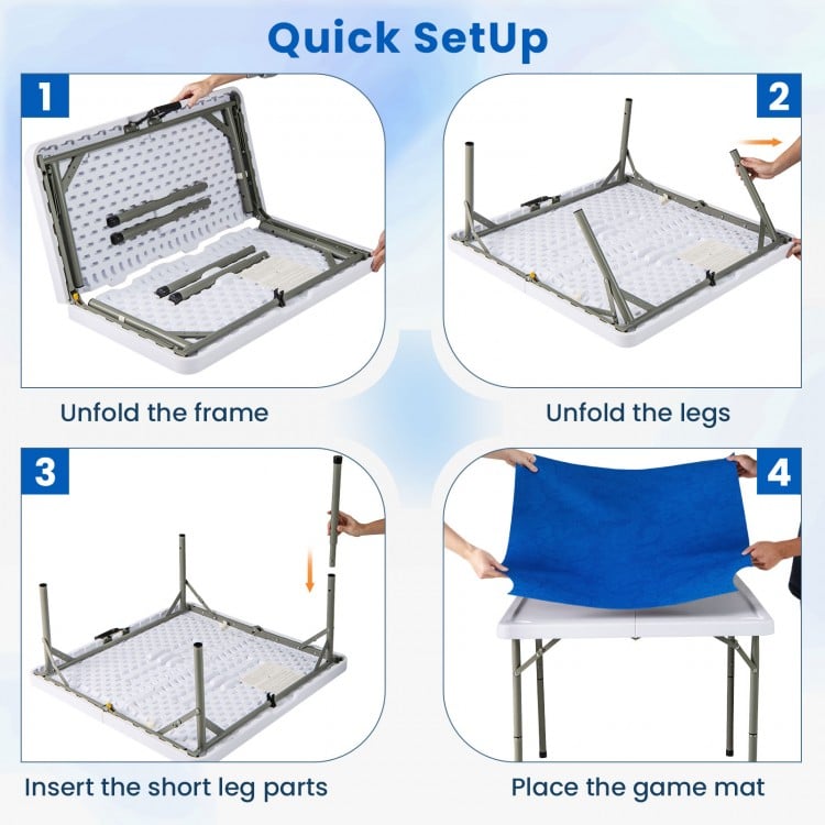 Folding 35-inch mahjong table with cup holders, featuring a smooth felt surface, ideal for four players in various.
