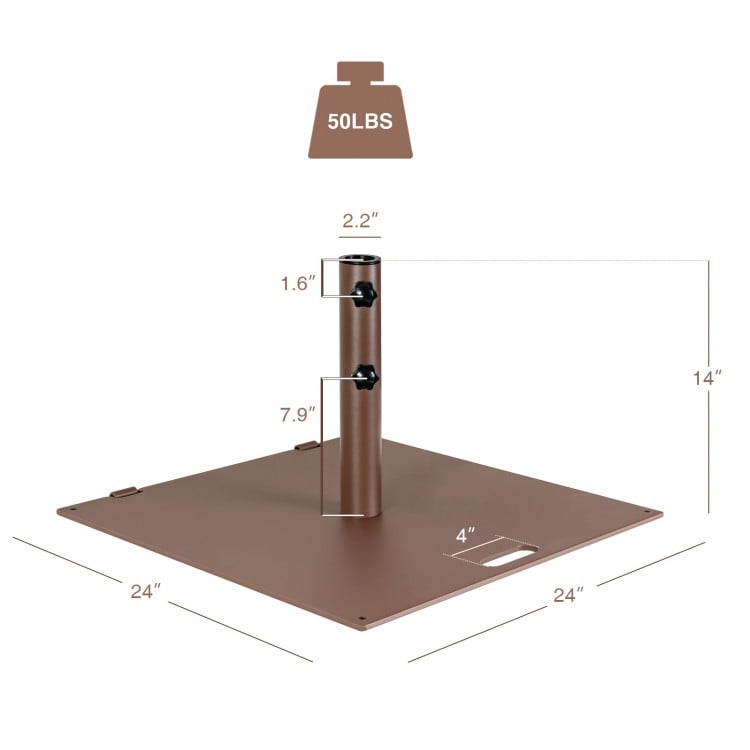50 lbs weighted square patio umbrella base with adjustable knobs, built-in wheels, and weather-resistant steel for.