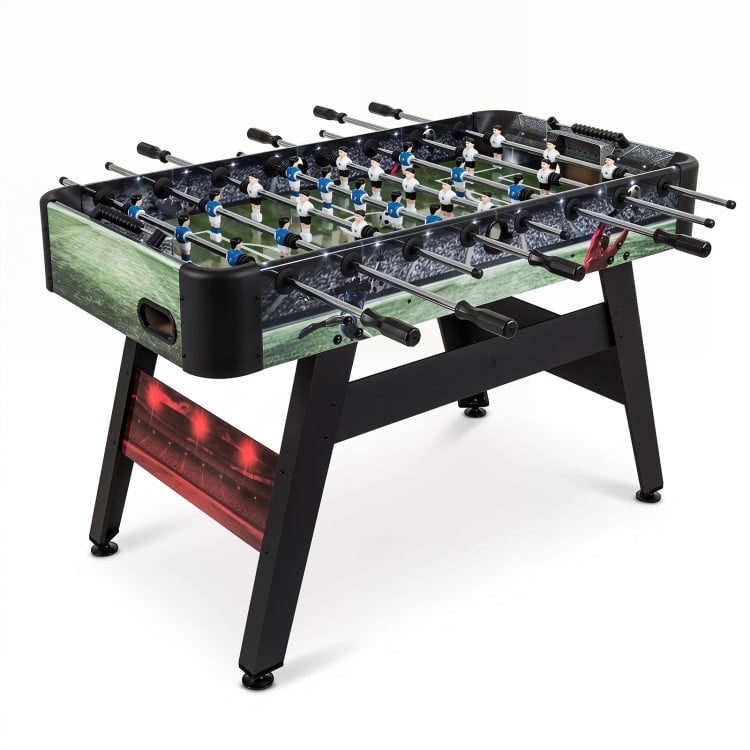 54-inch full-size foosball table with ergonomic handles, designed for home game rooms and casual gatherings.