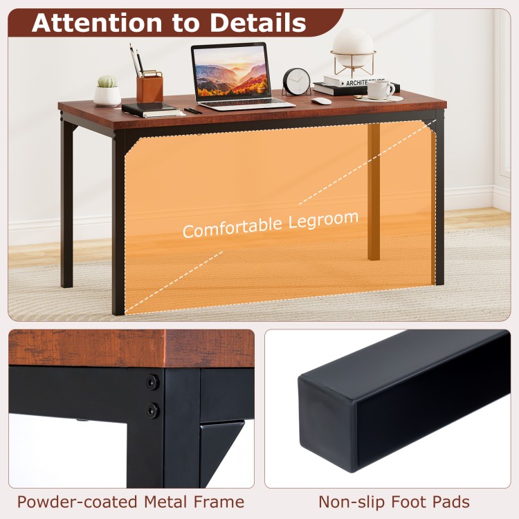 55-inch conference table showcasing a sturdy powder-coated metal frame and comfortable legroom, ideal for office use.