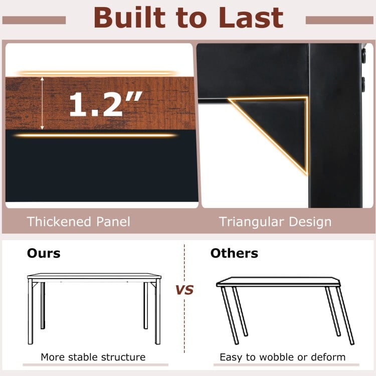 55-inch conference table featuring a thickened panel and triangular design for enhanced stability and durability.
