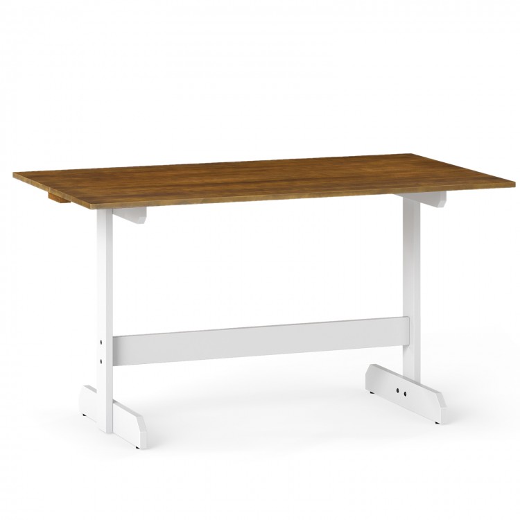 Rectangular 55-inch dining table with walnut finish, solid rubber wood base, suitable for 4-6 people in kitchen or.