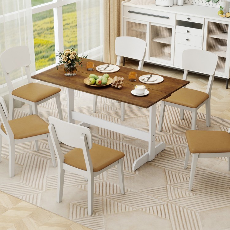 Rectangular 55-inch dining table with solid rubber wood base, accommodating 4-6 people, perfect for kitchen or dining.