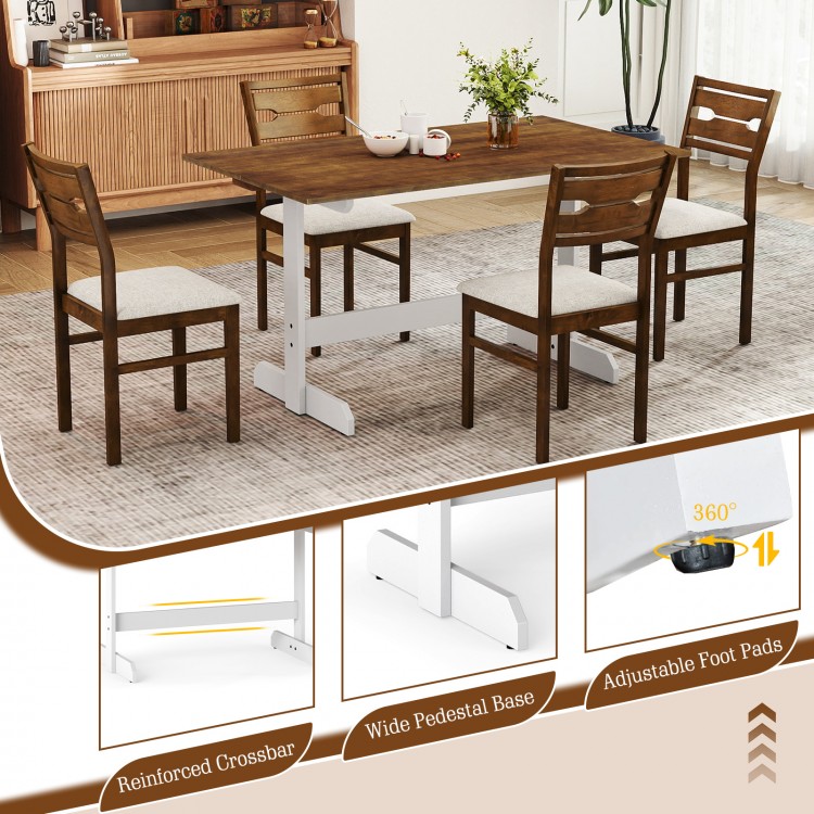 55 Inch Dining Table for 4-6 People Rectangular Kitchen Table with Solid Wood Trestle Base - Gallery View 10 of 10