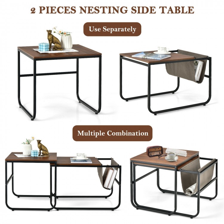Single nesting coffee table in rustic brown, featuring a wide tabletop and sturdy steel frame for versatile use in any.