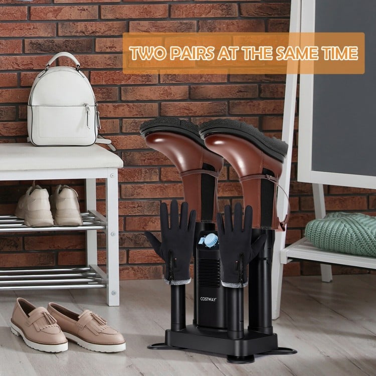 Electric shoe dryer for 4 shoes with ozone disinfection, drying two pairs simultaneously for efficient, odor-free.