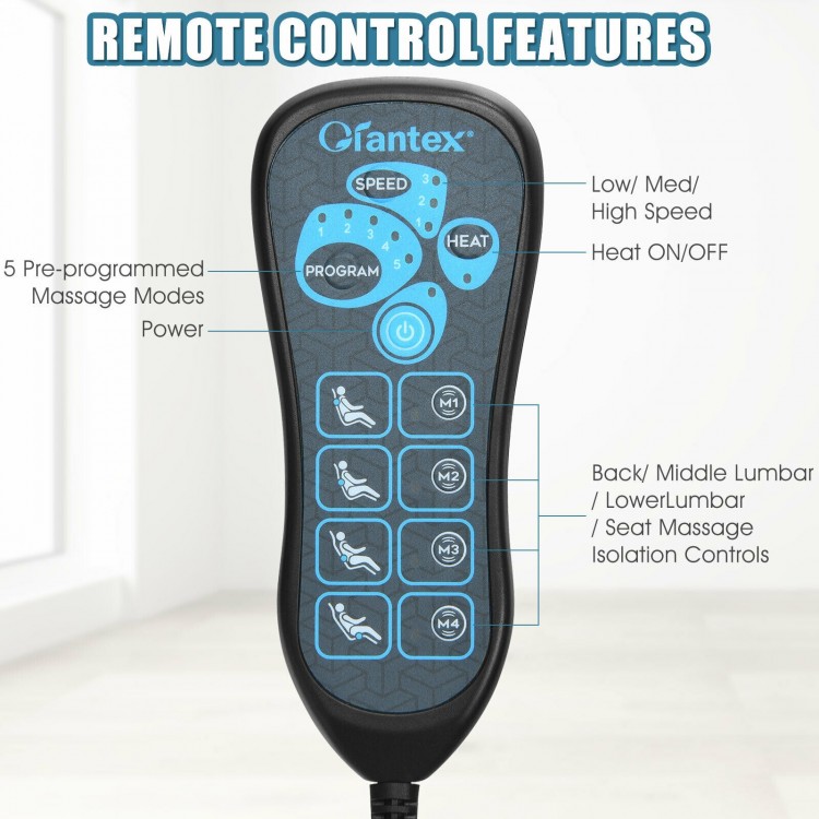Remote control for the Seat Cushion Massager with Heat, featuring 5 massage modes and 6 vibration motors for customized.