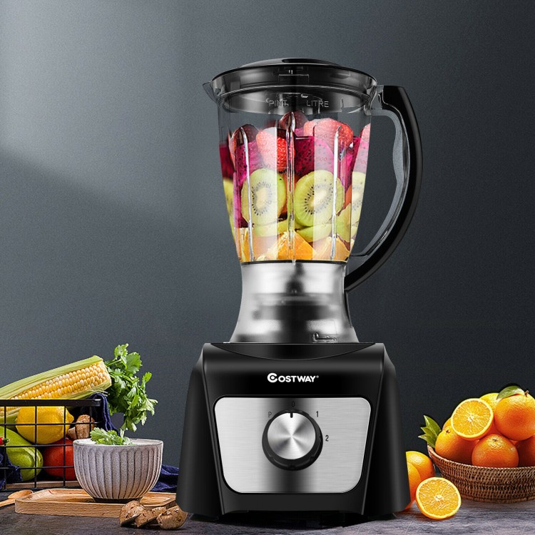 8-cup food processor with 500W motor, featuring variable speeds, three blades, and a large BPA-free bowl for versatile.