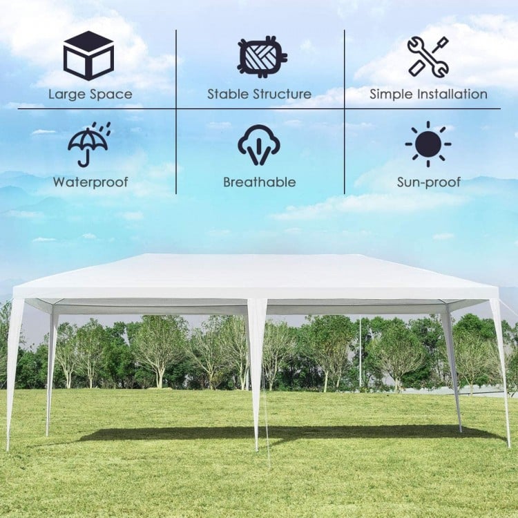 10 x 20 feet waterproof canopy tent in bright white, featuring a spacious design for outdoor events like weddings and.
