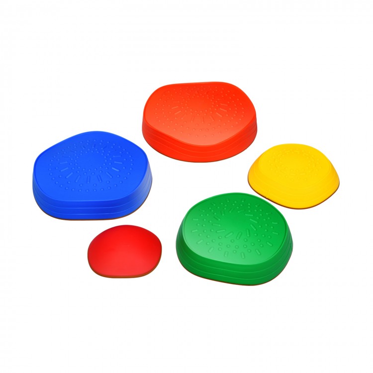Colorful 5-piece kids balance stepping stones set for coordination and balance skills, suitable for indoor and outdoor.