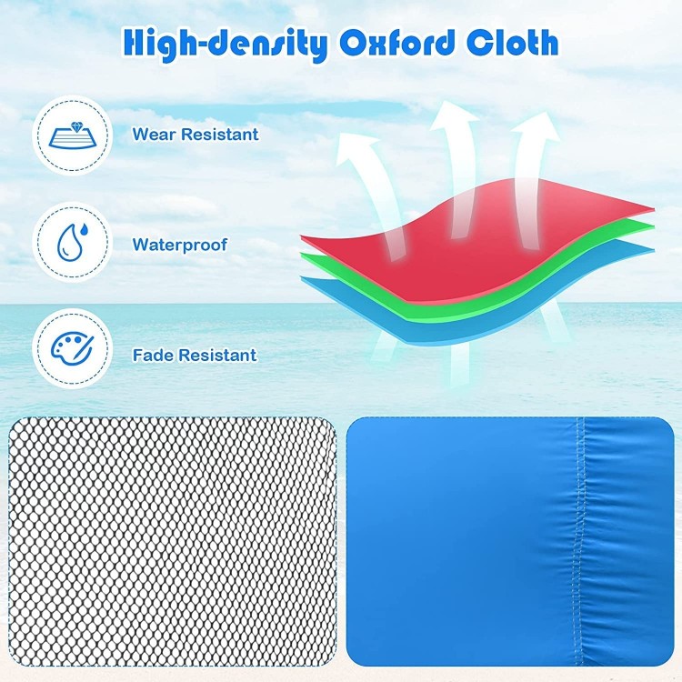 High-density Oxford cloth detail showcasing waterproof, wear-resistant features for a multifunctional inflatable water.