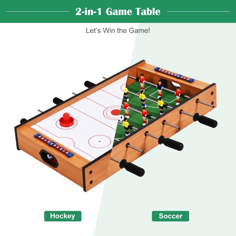 2-in-1 game table featuring air hockey on one side and foosball on the other, perfect for indoor and outdoor fun.