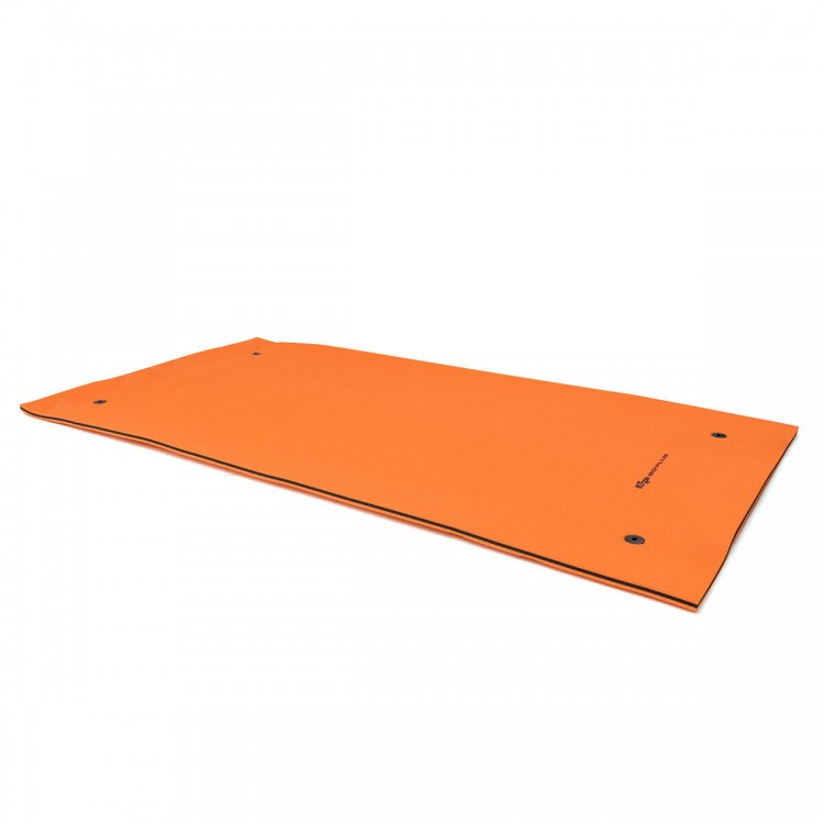 Bright orange 3-layer water floating pad made of eco-friendly XPE foam, ideal for 4-6 people for summer fun.