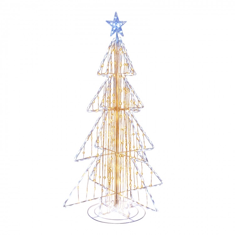 5-foot animated Christmas tree with warm and cold LED lights, featuring a star top and sturdy round metal base for.