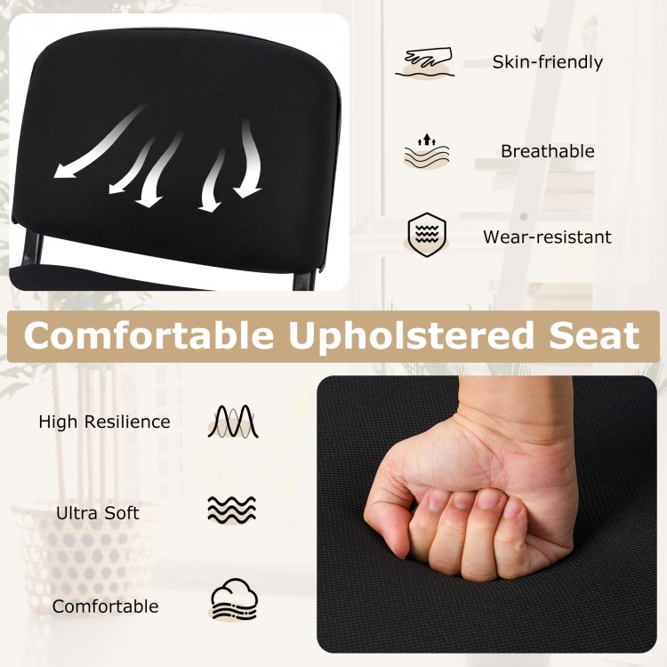 Comfortable upholstered seat of an office chair with breathable linen fabric and high-density sponge for ergonomic.