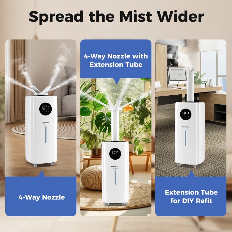 5.5Gal humidifier with 360° nozzles and extension tube for even mist distribution in large rooms up to 2000 sq.ft.