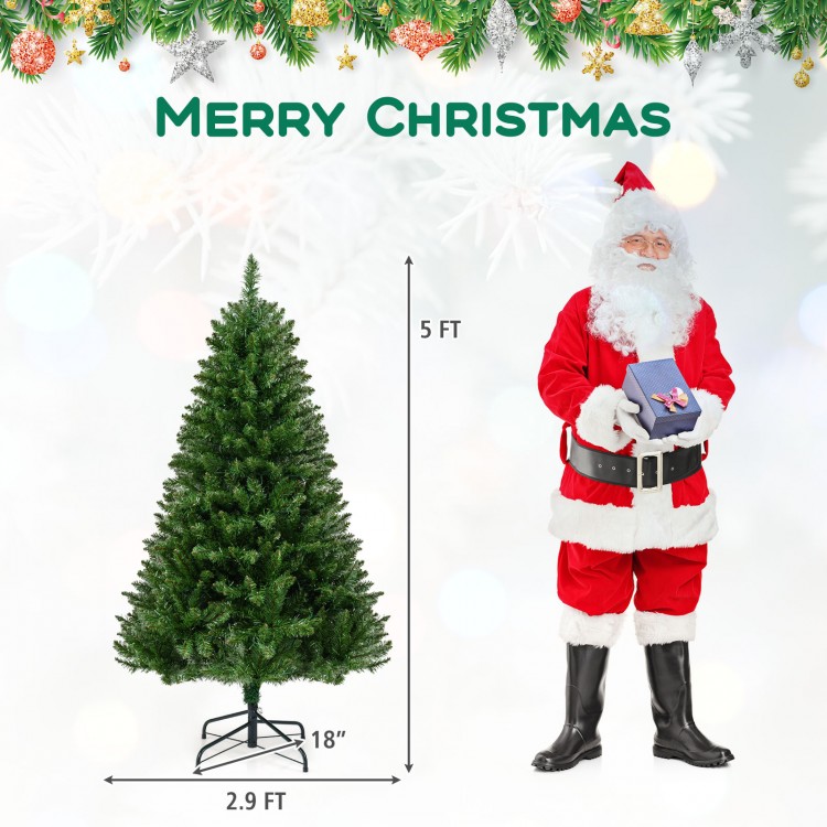 5-foot artificial Christmas tree with 990 branch tips and 7 lighting modes, ideal for holiday gatherings and parties.