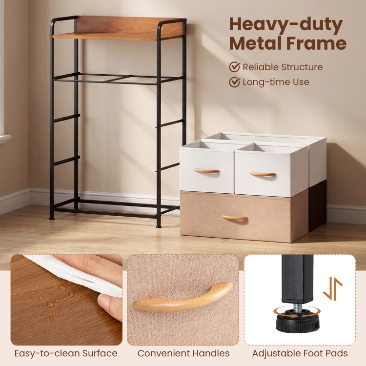 5-drawer fabric dresser with removable bins, strong metal frame, and wipe-clean surface for easy maintenance in any.