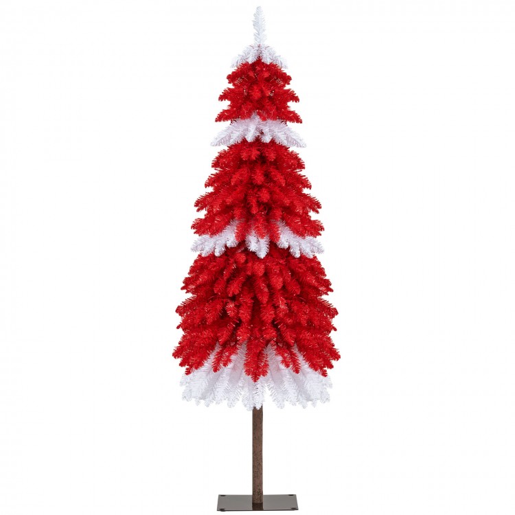 5 FT pre-lit artificial Christmas tree with 301 red and white branch tips, perfect for festive home or party decoration.