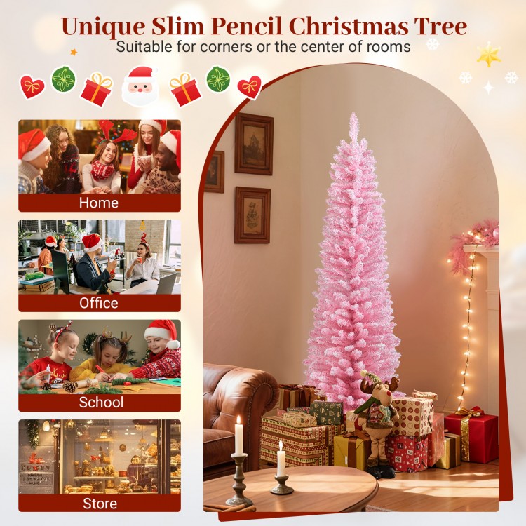 5-foot pink artificial Christmas tree with 328 branch tips, perfect for small spaces in homes, offices, or schools.
